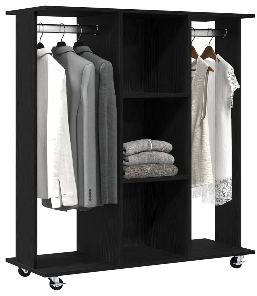 Gardrób Kerekekkel Fekete Tölgy 102x38x110 cm Mérnöki Fa