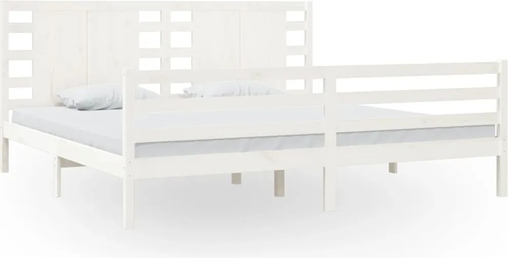 vidaXL fehér tömör fenyőfa ágy matrac nélkül 200 x 200 cm