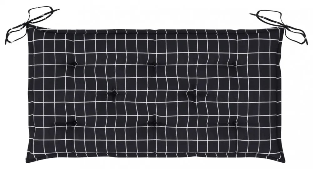 fekete kockás oxford szövet kerti padpárna 100 x 50 x 7 cm