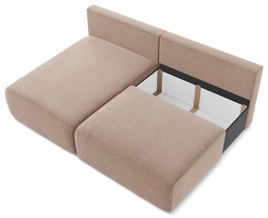 Világosbarna kinyitható-tárolóhelyes sarokkanapé (bal oldali) Kalena – Makamii