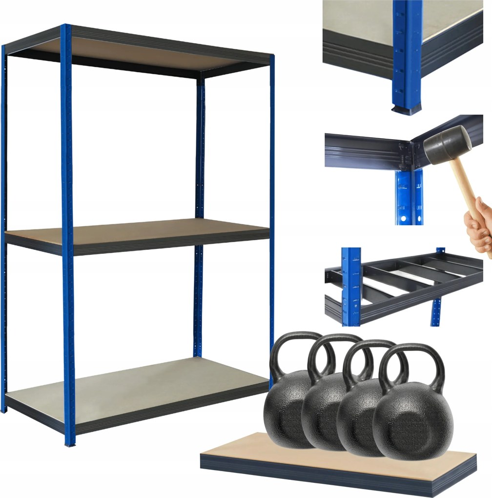 Helios fém tároló állvány műhely állvány 90x75x60cm 3Px400kg