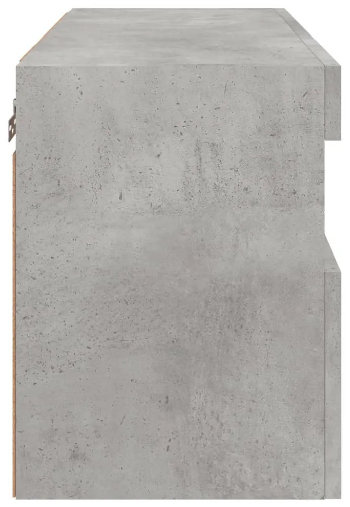 betonszürke falra szerelhető TV-szekrény LED-del 60x30x40 cm
