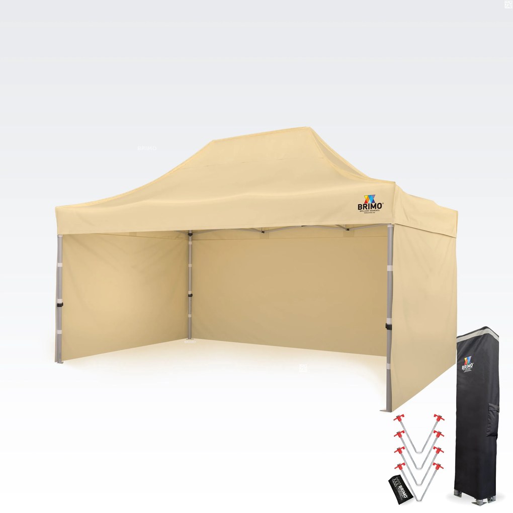 Professzionális reklám sátor 3x4,5m | Masszív ALU profil 1,8mm - plusz 3 oldalfal - Bézs