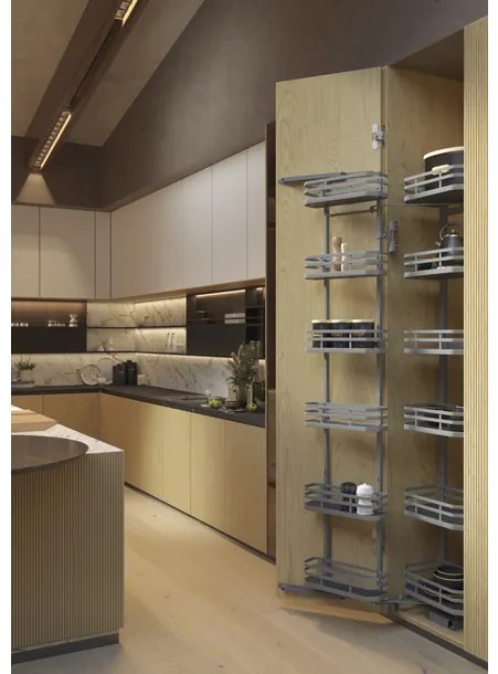 Konyhai fémrács, kamravasalat, 600mm, antracit, csillapított záródás, 12 kosár SIGE, Infinity Plus 230A