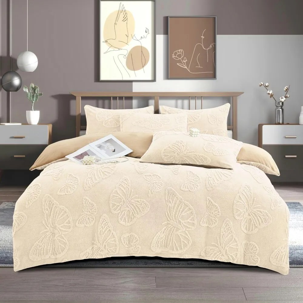 Mikroplüss ágyneműhuzat Homa EXCLUSIVE ECRU 7 részes 140x200 cm