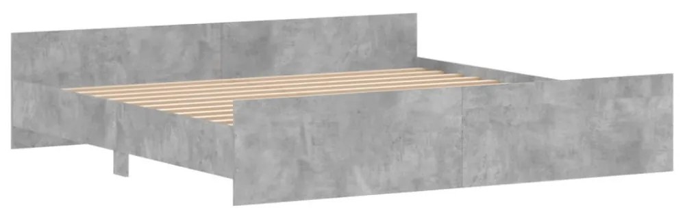 betonszürke ágykeret fej- és lábtámlával 200 x 200 cm