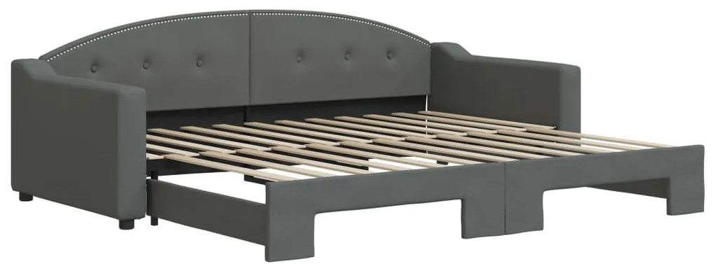 sötétszürke kihúzható szövet heverő 90 x 200 cm