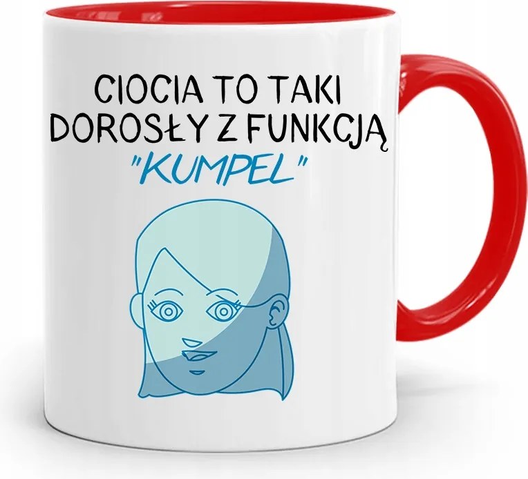 Piros Ajándék Bögre Néniknek, Barát Funkcióval, fényképes nyomtatással