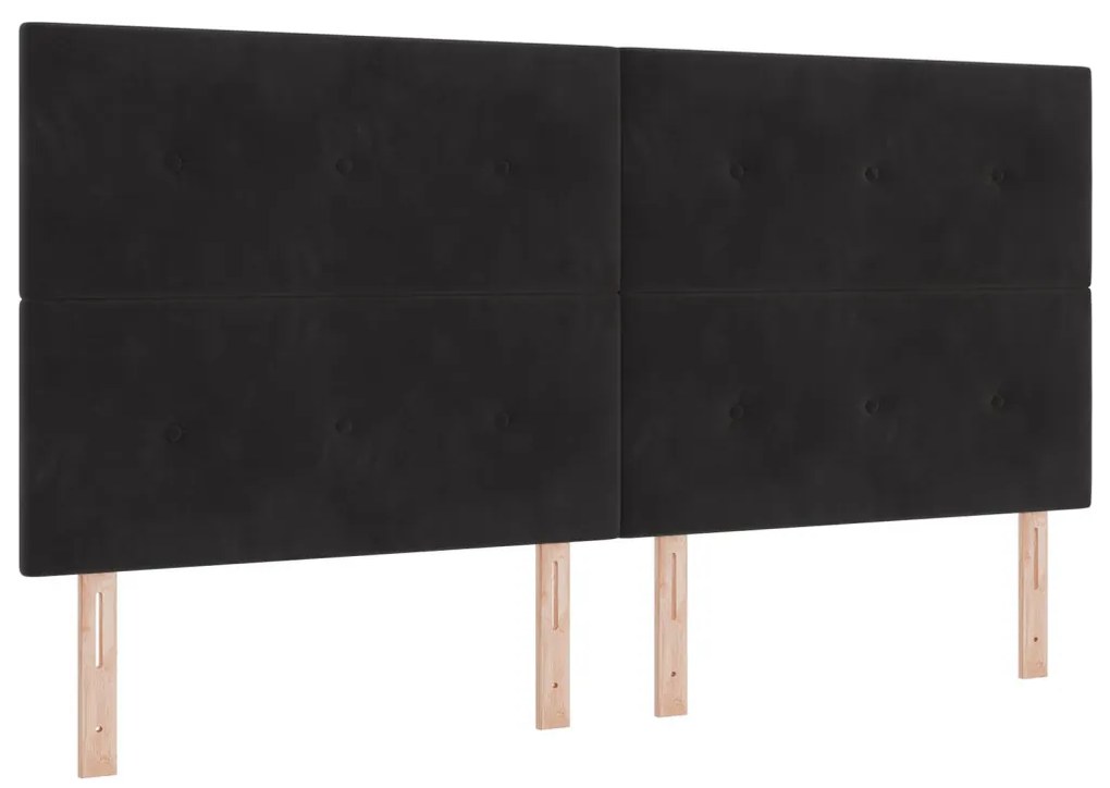 Boxspring Ágy Matrac nélkül Fekete 200x200 cm Bársony
