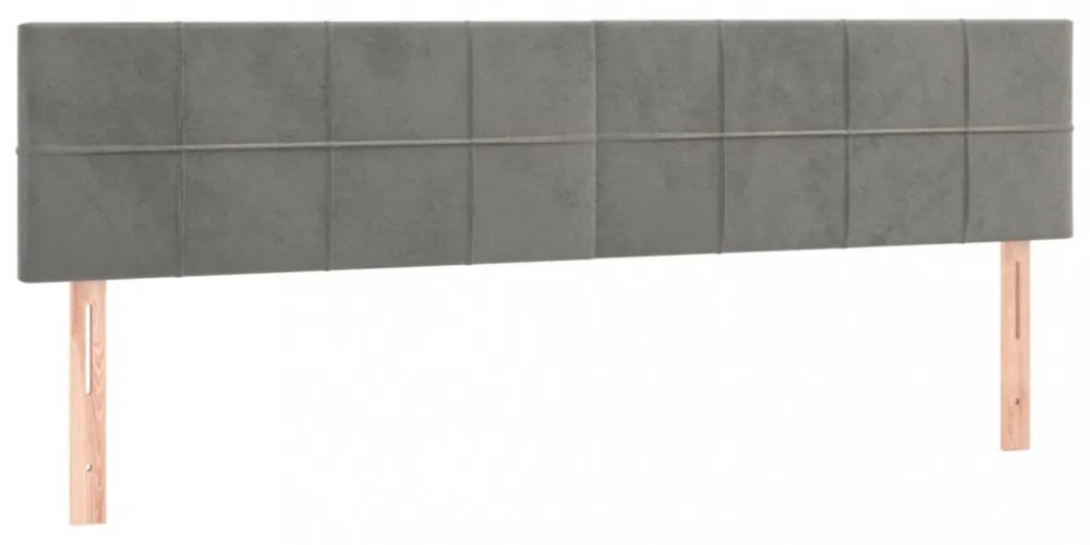 világosszürke bársony LED-es fejtámla 200x5x78/88 cm