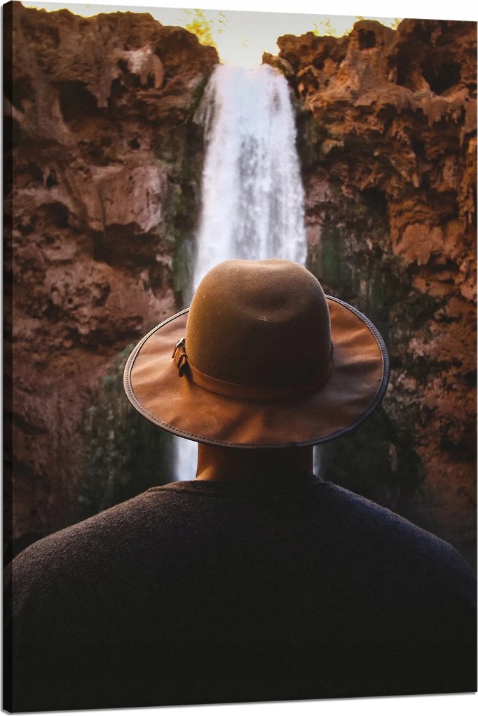 Vászonkép Emberek Vízesés Hegyek 80x120