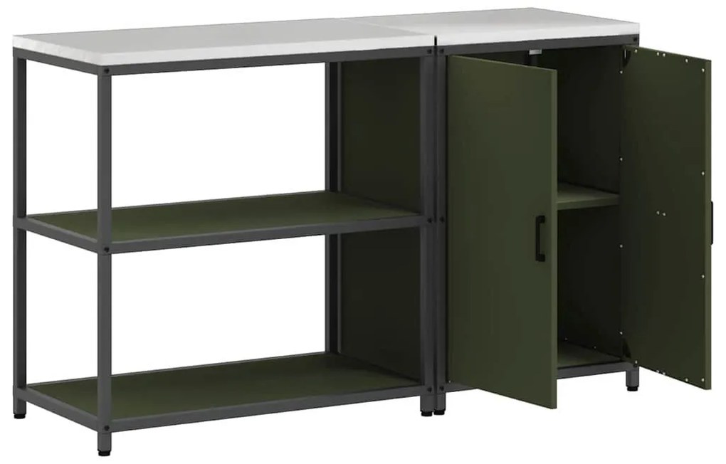 Konyhai Tároló Készlet ajtóval 2 pcs Olajzöld 150 x 50 x 92 cm
