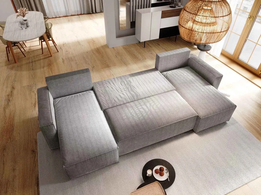 AKCIÓ Világos bézs U alakú kanapé SMART COSARO 295x140 cm II. osztály