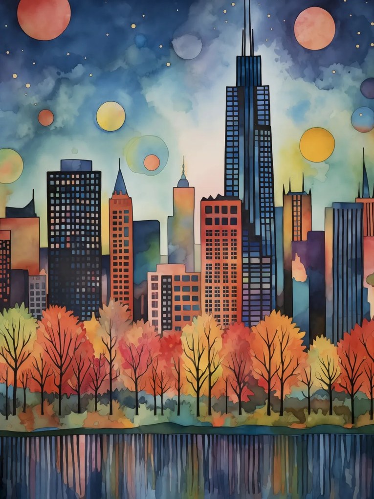 Poszter 30x40cm Panoráma a festői városról