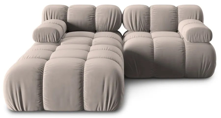 Világosbarna bársony moduláris sarokkanapé (variálható) Bellis – Micadoni