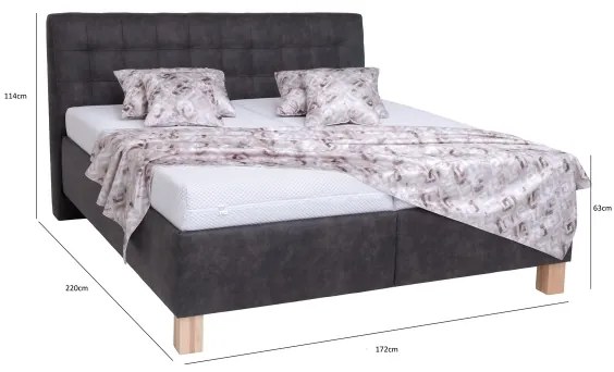 VIOLET kárpitozott ágy tárolóval, matrac nélkül, 160x200 cm, sötétszürke