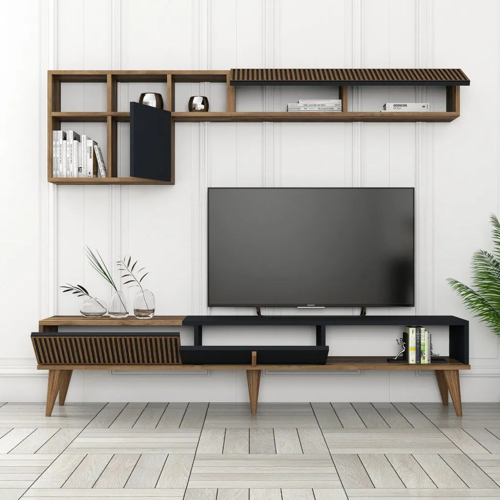 Milan TV-állvány, dió-antracit, 180 cm – TR845HCT3111