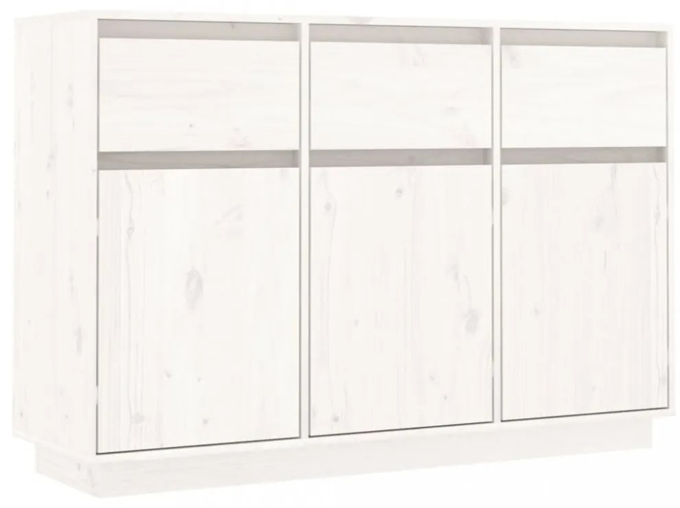 fehér tömör fenyőfa tálalószekrény 110 x 34 x 75 cm