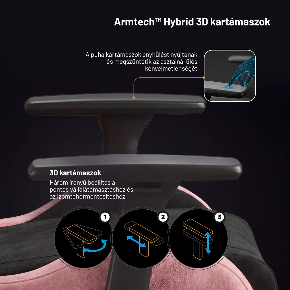 Szövet gamer szék fekete-rózsaszín Diablo X-Horn 2.0 Akira Pink Normal