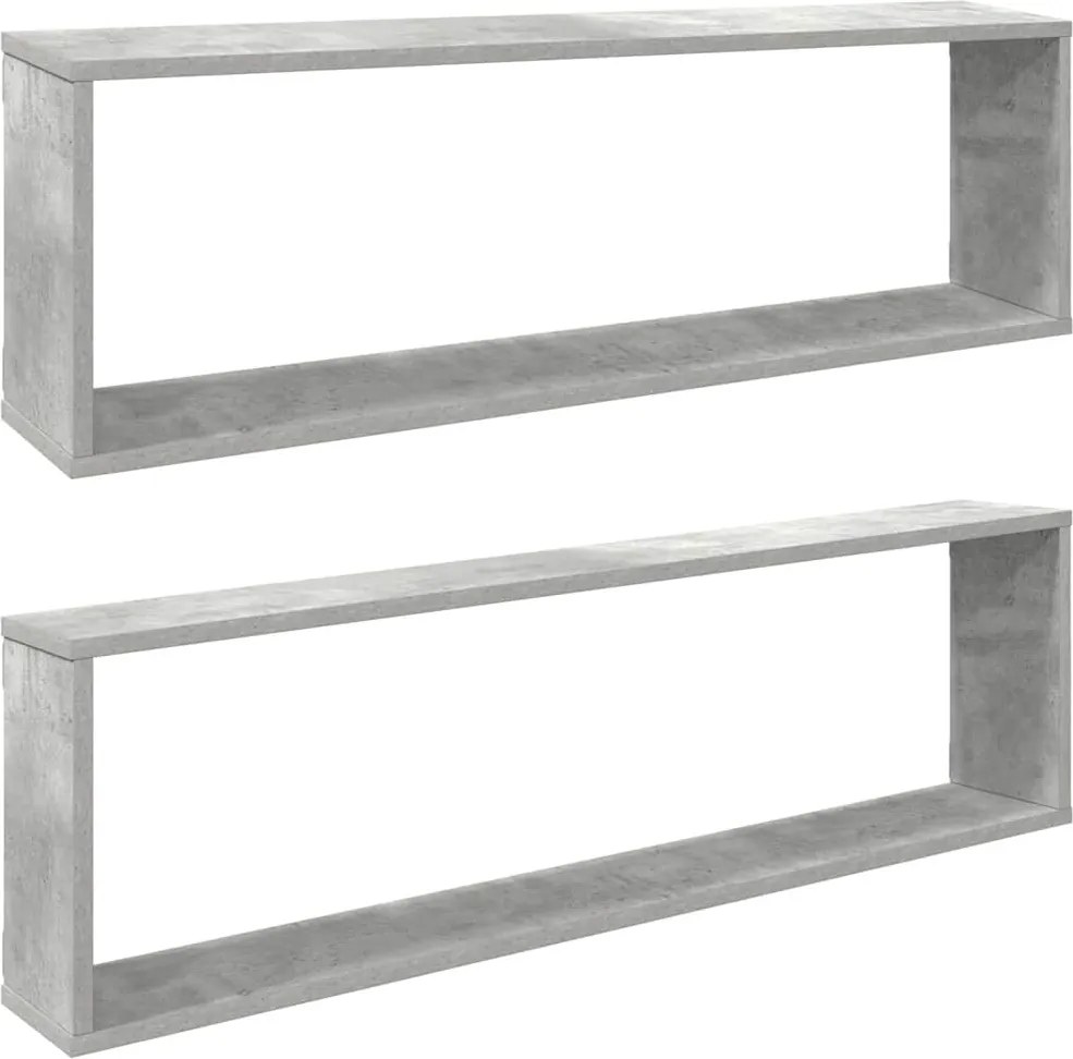 vidaXL 2 db betonszürke szerelt fa fali polc 100 x 15 x 30 cm
