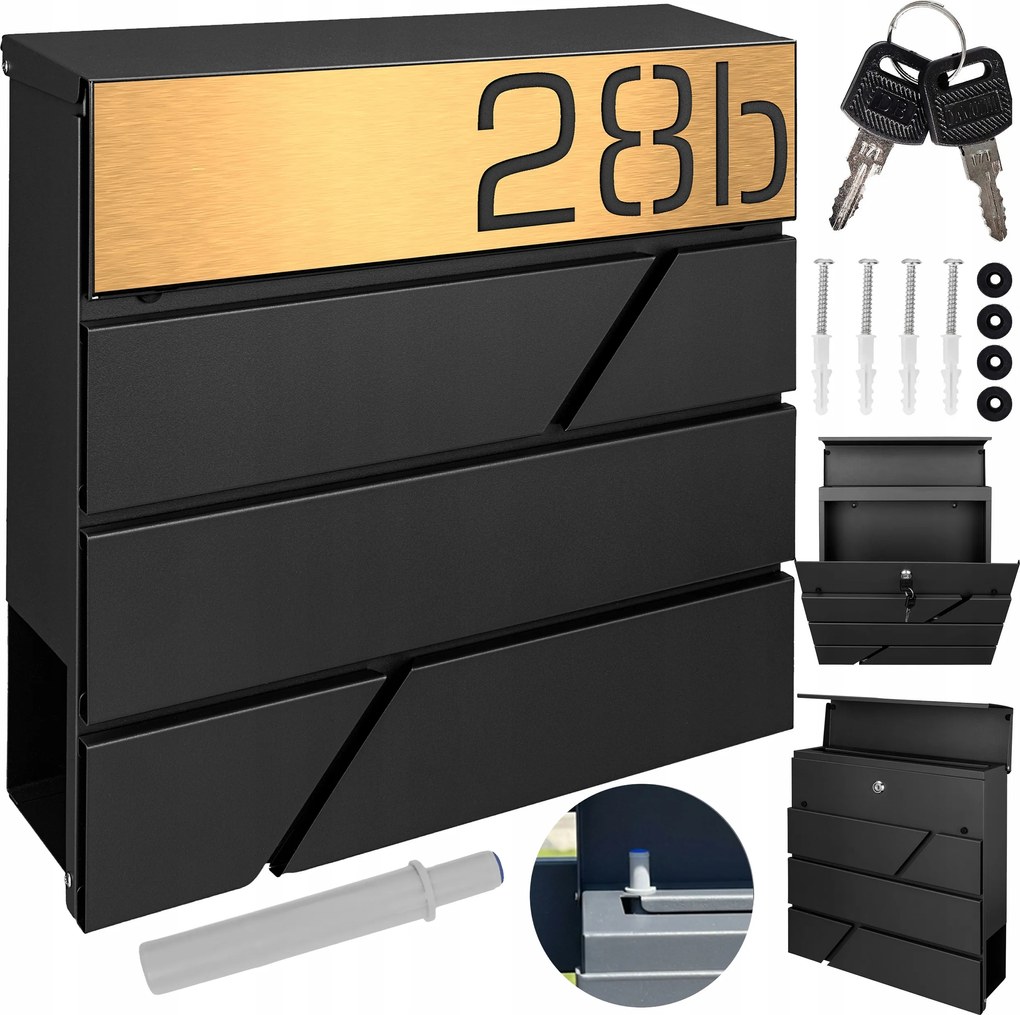 Fekete Postaláda Exclusive Arany Személyre Szabható Tábla Mtec