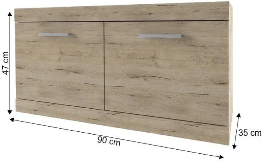 Komód 2D/90, tölgy san remo, ORESTES