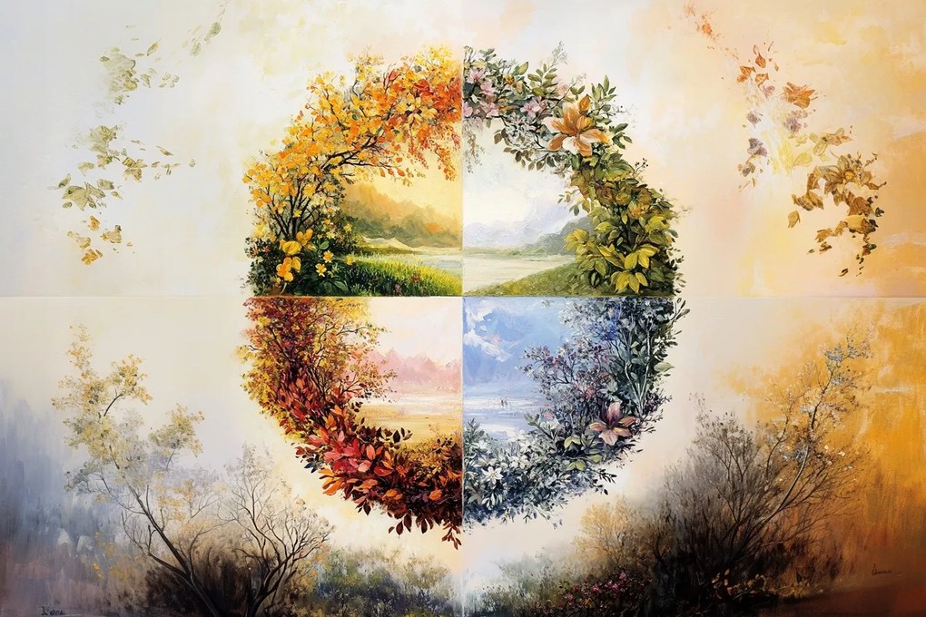 Vászonkép Canvas Természet Kör Évszakok Szezon Naptár 60x40