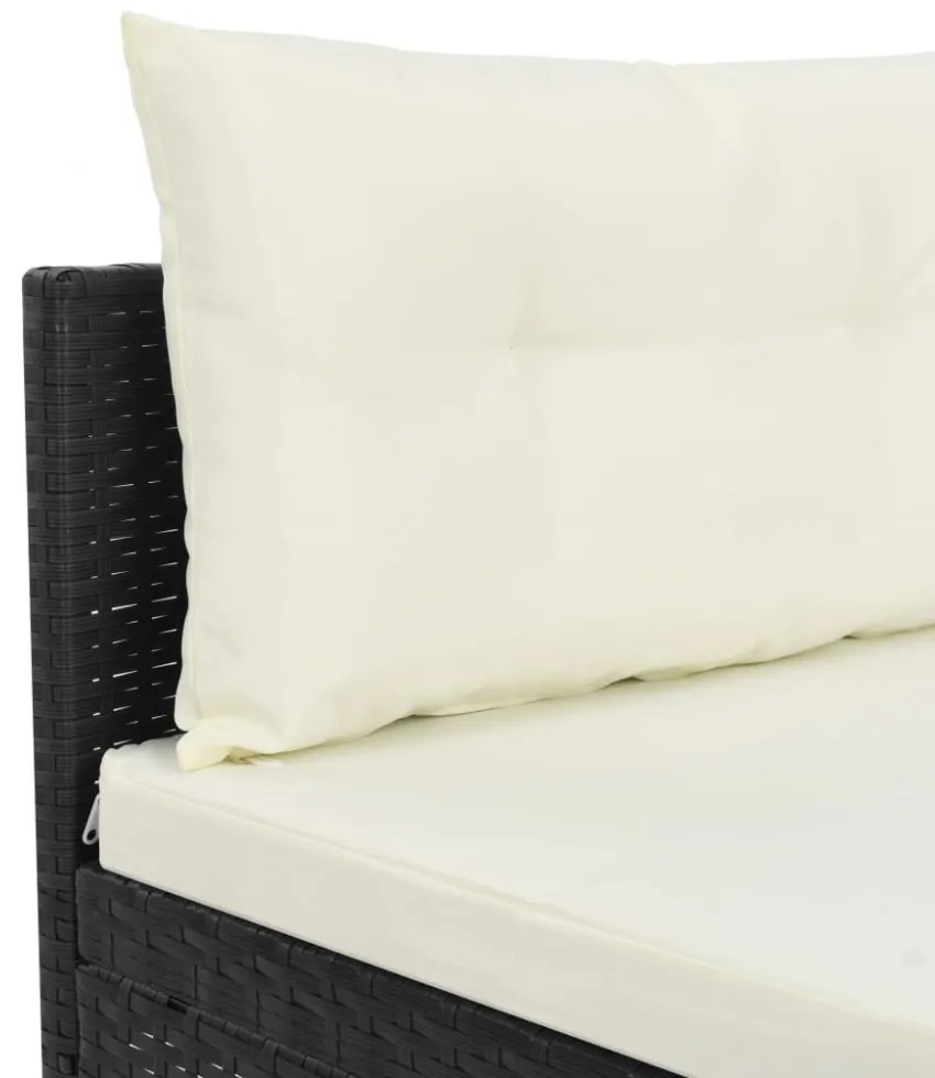 4 részes fekete polyrattan kerti társalgó szett