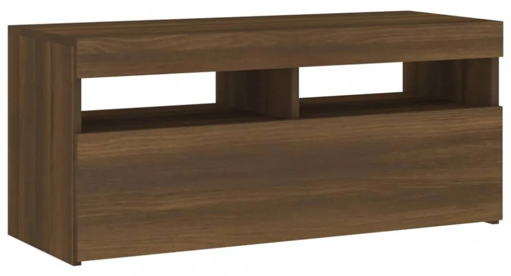 barna tölgyszínű TV-szekrény LED-világítással 90 x 35 x 40 cm