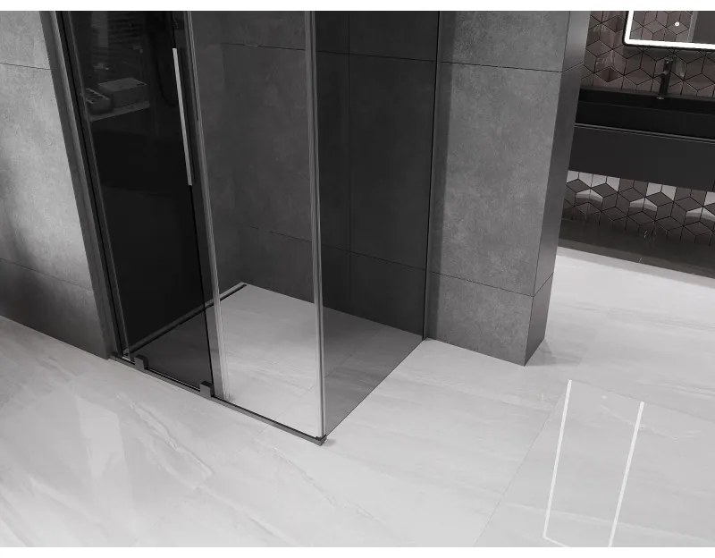 Mexen Velar, tolóajtós zuhanykabin 100 x 80 cm, 8mm szürke üveg, polírozott grafit, 871-100-080-41-66