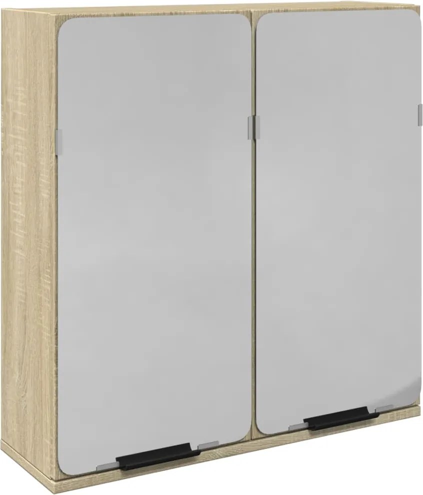 vidaXL sonoma tölgy színű fa tükrös fürdőszobaszekrény 64,5x20x66,5cm