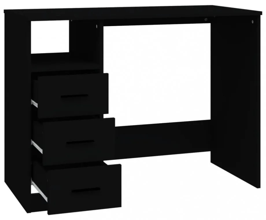 fekete szerelt fa íróasztal fiókokkal 102 x 50 x 76 cm