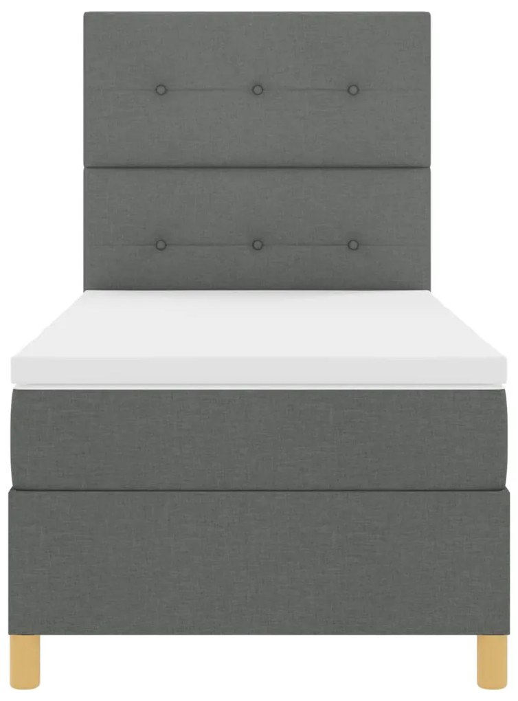 Box Spring Ágy Matracával Sötétszürke 90x200 cm Szövet