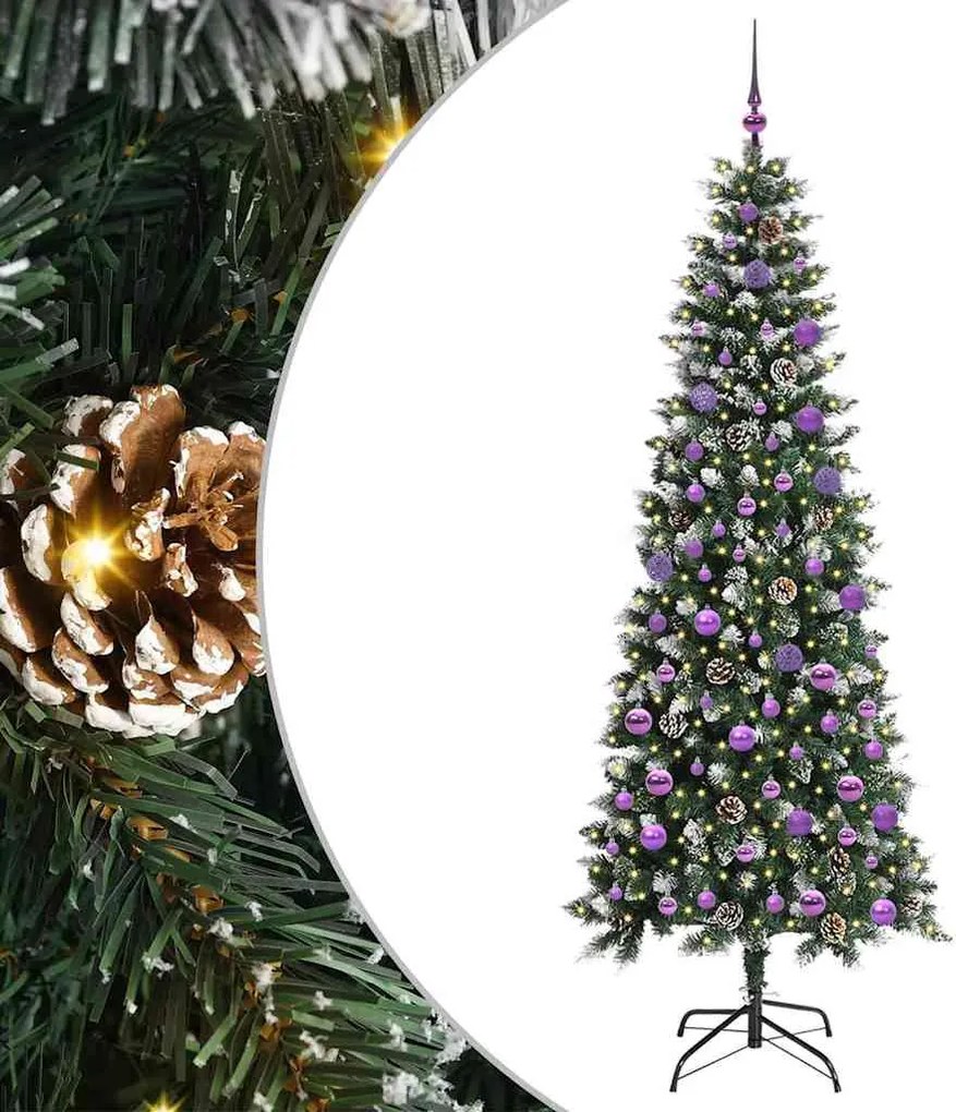 vidaXL Mű karácsonyfa 300 LED-del Zöld 210 cm PVC és Műanyag és Acél