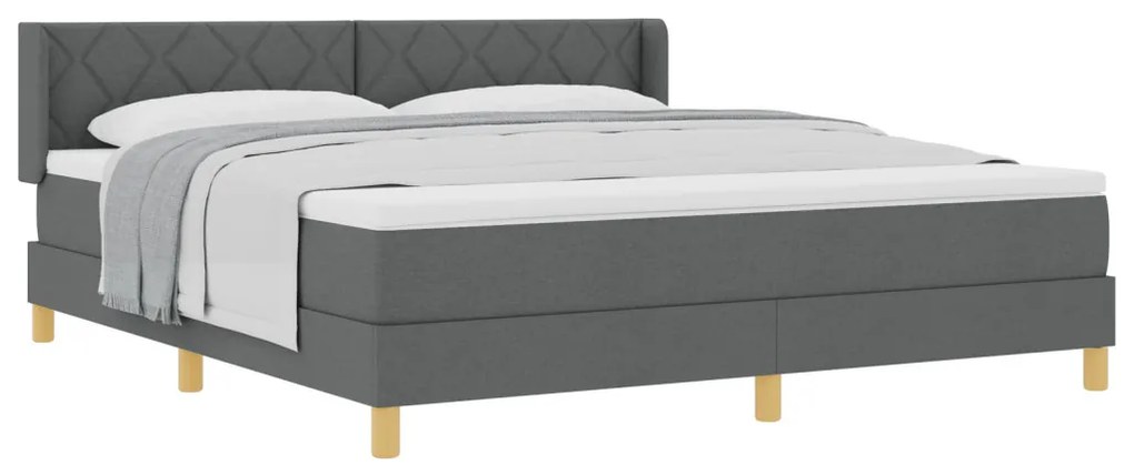 Boxspring ágy matraccal, sötétszürke színben, 180 x 200 cm, szövet.