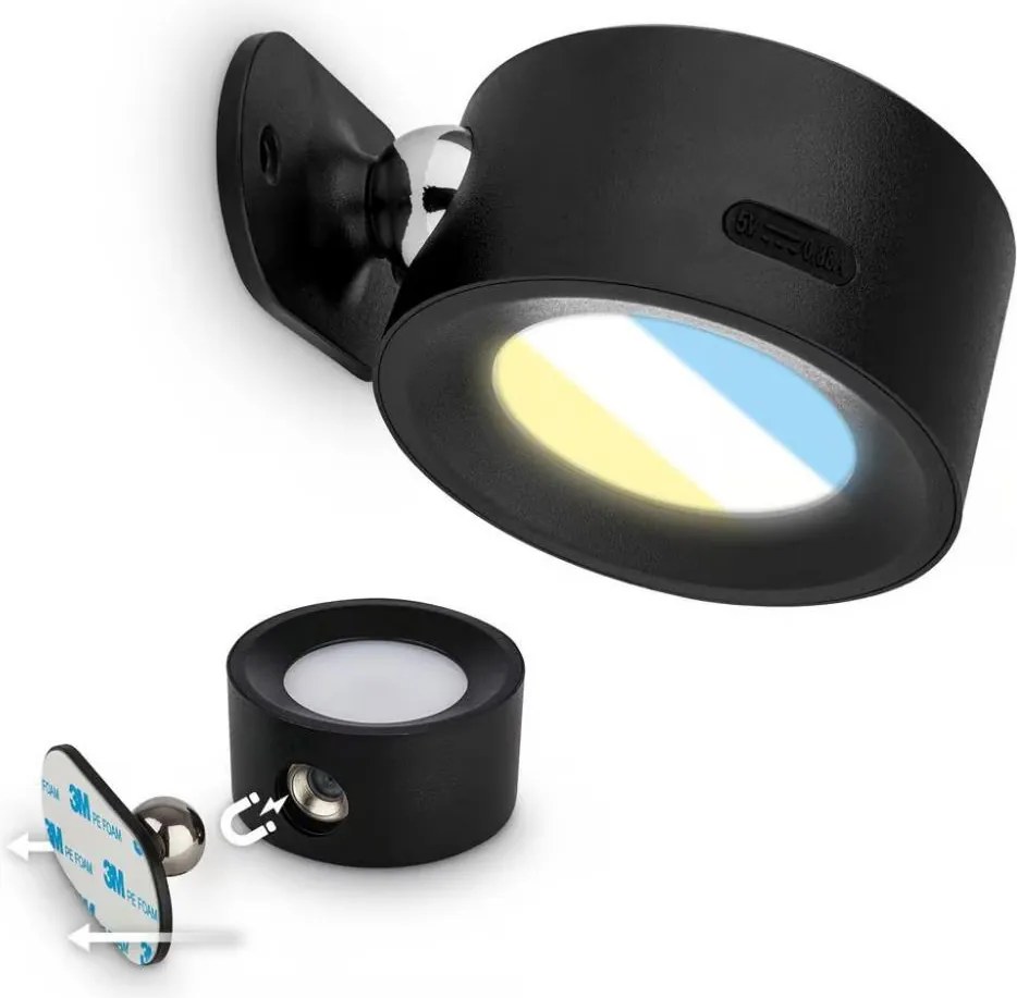 Briloner 3896015 - TARI tölthető, dimmelhető LED fali lámpa LED/1,6W/5V 1500 mAh fekete