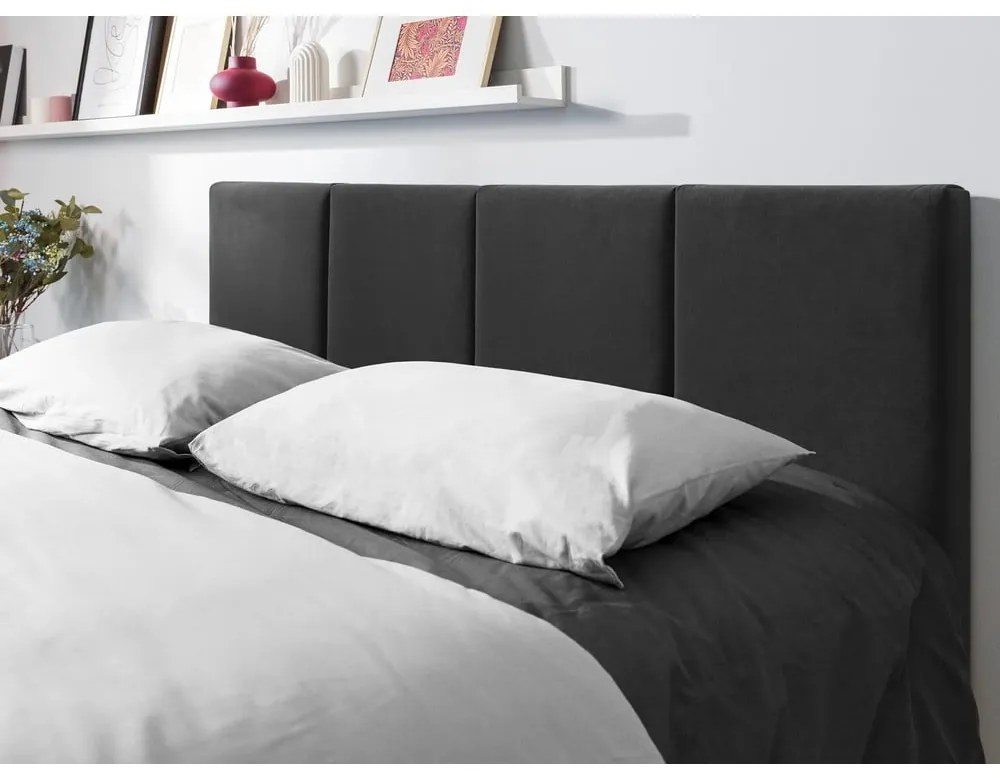 Sötétszürke kárpitozott franciaágy tárolóhellyel ágyráccsal 140x200 cm Juniper – Mazzini Beds