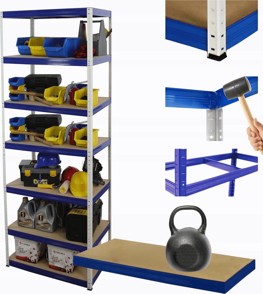 Tárolószekrény fém állvány Helios 270x110x30cm 7Px175kg Tömör Magas