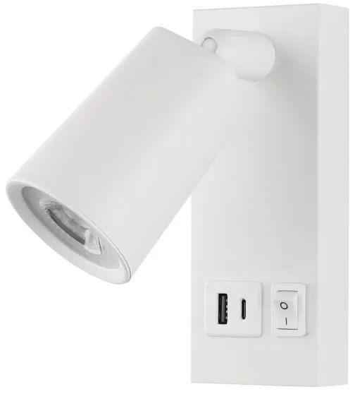 LED Fali spotlámpa USB-vel CHARGE LED/5W/230V fehér