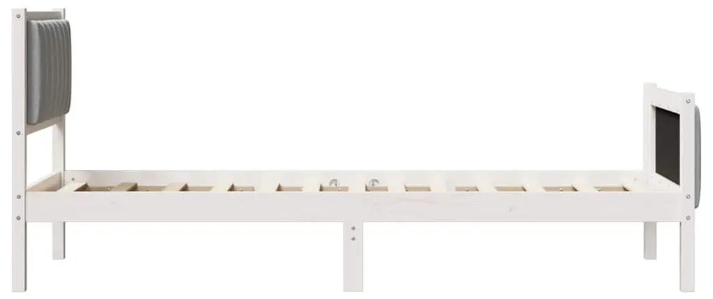 Ágykeret Fehér és világosszürke 80 x 200 cm Tömör fenyőfa