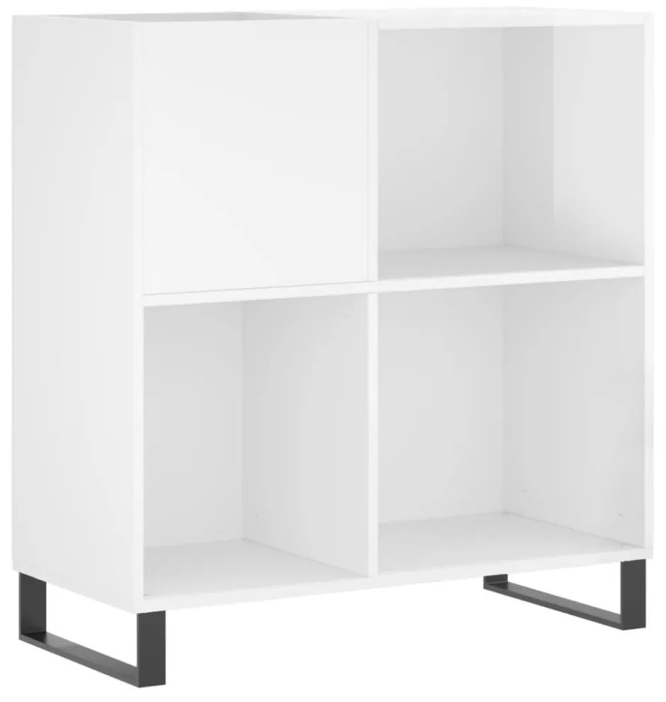 magasfényű fehér szerelt fa hanglemezszekrény 84,5 x 38 x 89 cm