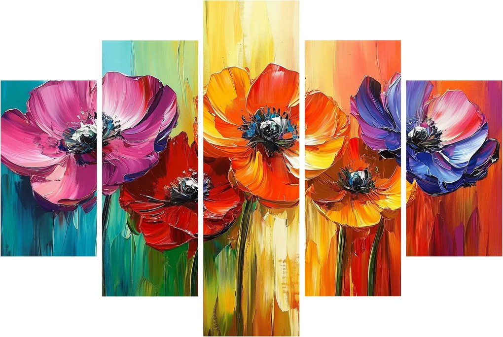 Kép - Öt színes virág (150x105 cm)