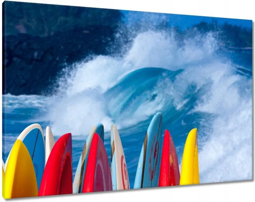 Képek 100x70 Erős hullámok szörfdeszka