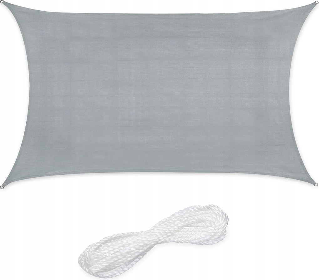 Napvitorla 3m x 4m téglalap alakú Relaxdays Világosszürke