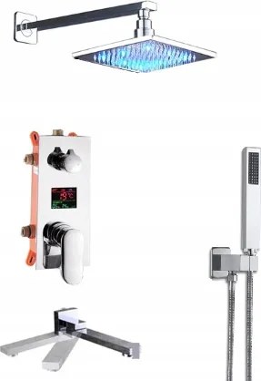 Süllyesztett Kijelzős Led Esőztető Szett 25CM Króm