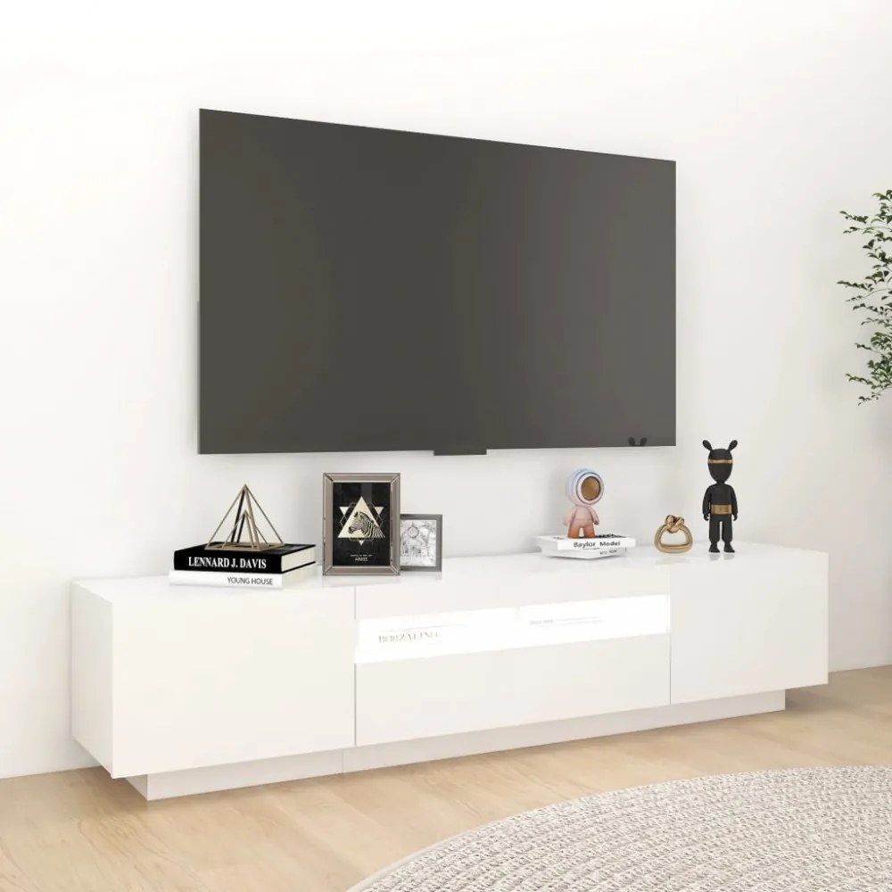 fehér TV-szekrény LED-lámpákkal 180 x 35 x 40 cm