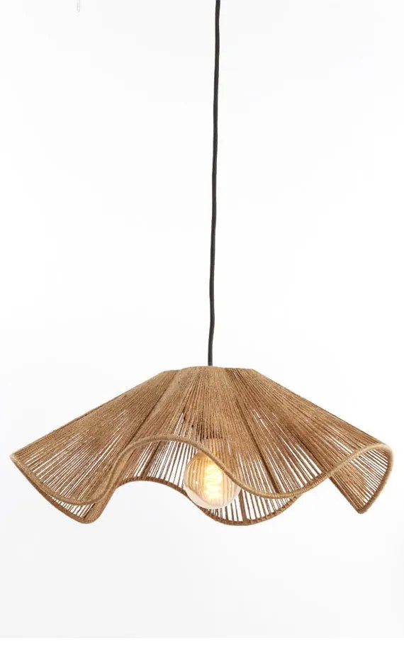 Natúr színű függőlámpa juta búrával ø 48 cm Fodara – Light & Living