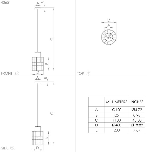 Eglo 43651 - Csillár zsinóron MILLIGAN 1xE27/40W/230V á. 48 cm ezüst
