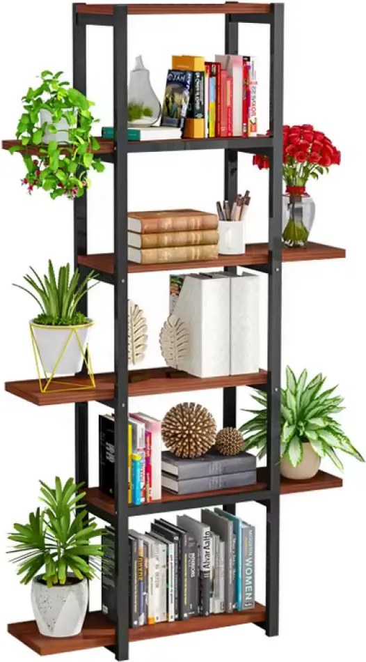 Polcállvány, fekete/rusztikus fa, LEMY