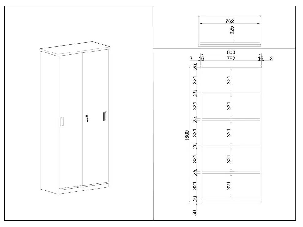 SimpleOffice magas szekrény 80 x 40 x 180 cm, cseresznye